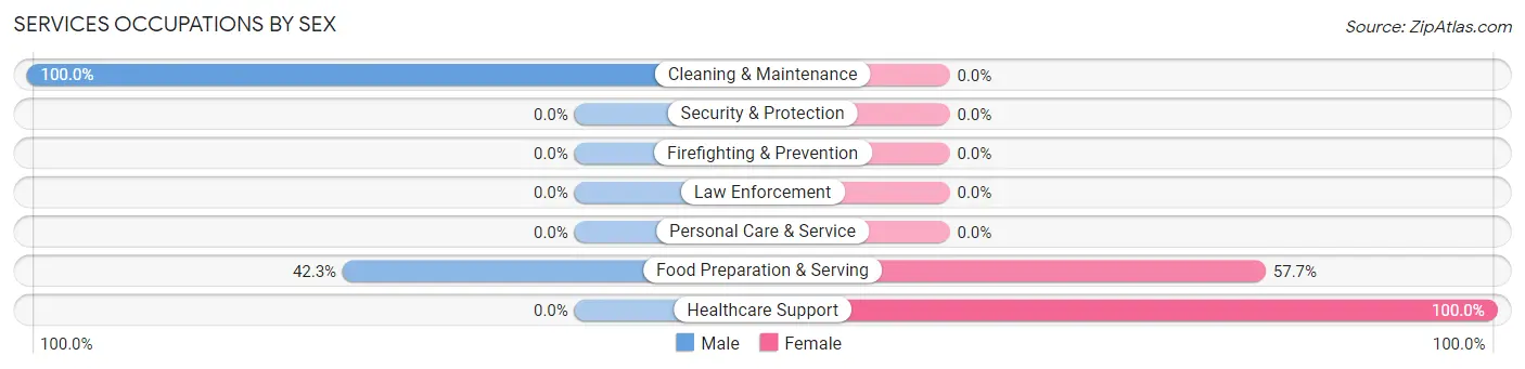Services Occupations by Sex in Zip Code 58418