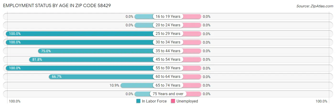 Employment Status by Age in Zip Code 58429