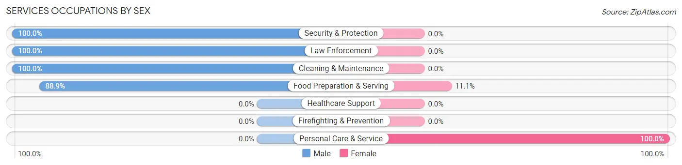 Services Occupations by Sex in Zip Code 58466
