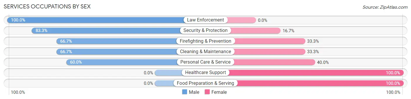 Services Occupations by Sex in Zip Code 58467