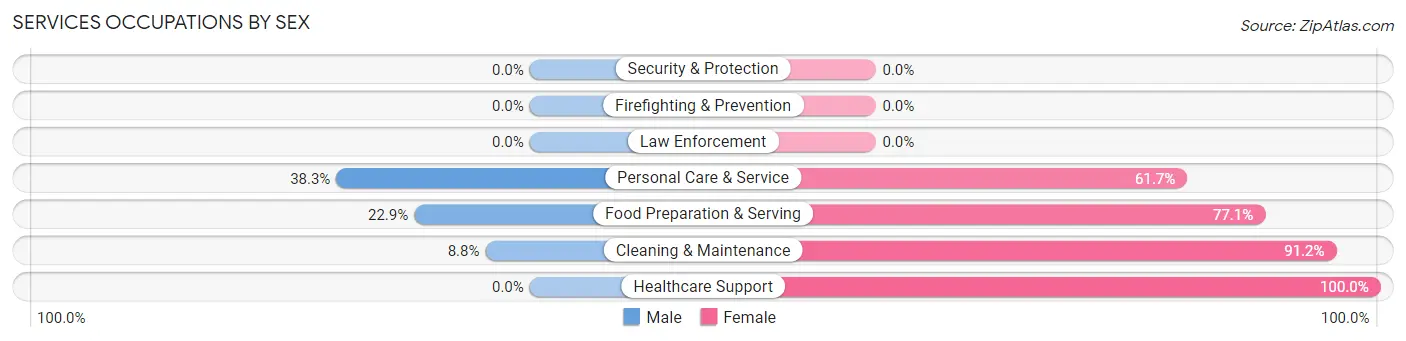 Services Occupations by Sex in Zip Code 58474