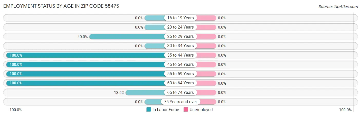 Employment Status by Age in Zip Code 58475
