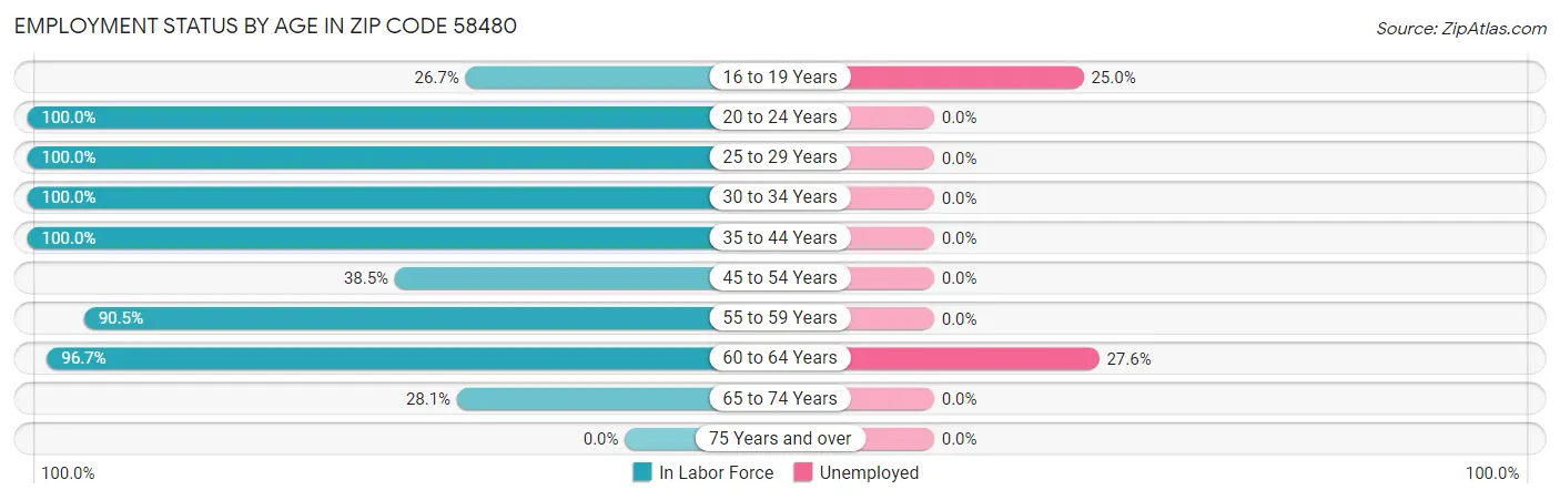 Employment Status by Age in Zip Code 58480