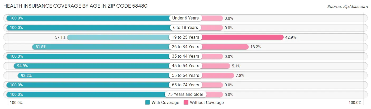 Health Insurance Coverage by Age in Zip Code 58480