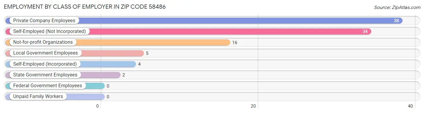 Employment by Class of Employer in Zip Code 58486