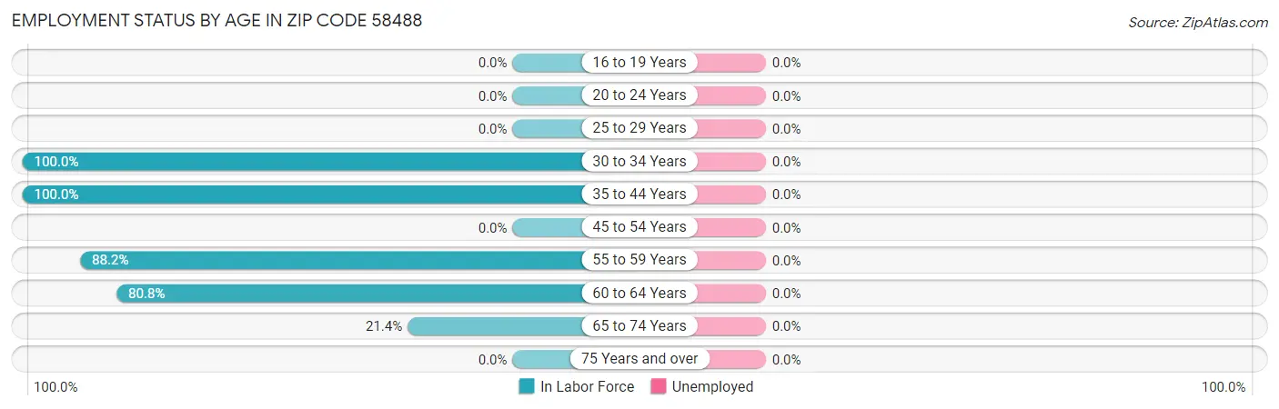 Employment Status by Age in Zip Code 58488