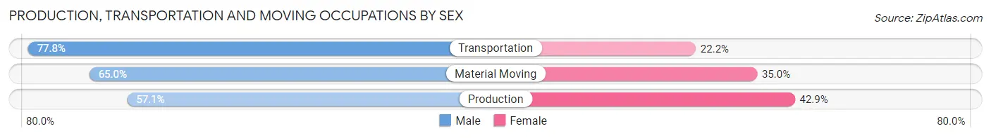 Production, Transportation and Moving Occupations by Sex in Zip Code 58492
