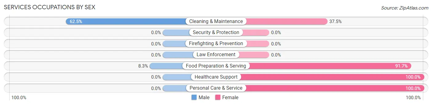 Services Occupations by Sex in Zip Code 58494