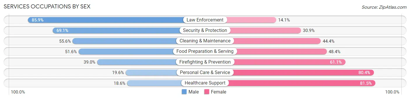 Services Occupations by Sex in Zip Code 58504