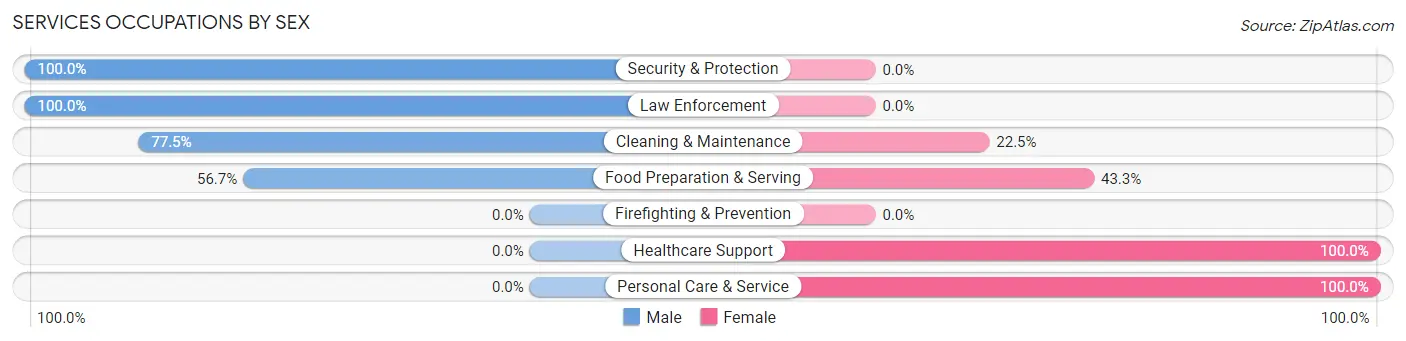 Services Occupations by Sex in Zip Code 58523