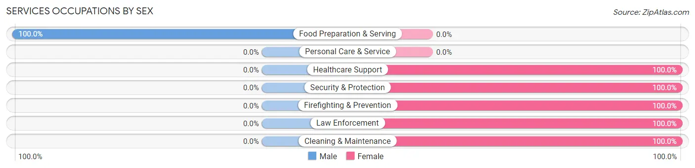 Services Occupations by Sex in Zip Code 58528