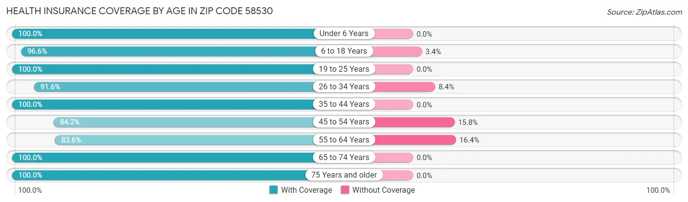 Health Insurance Coverage by Age in Zip Code 58530