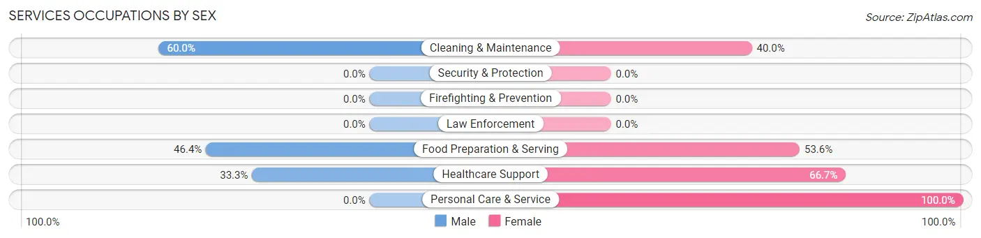 Services Occupations by Sex in Zip Code 58533