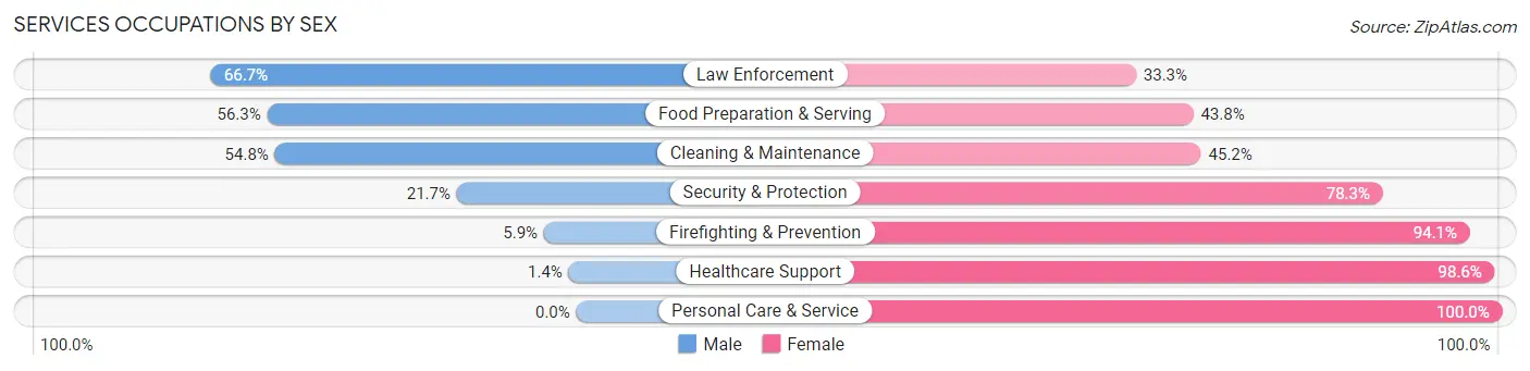 Services Occupations by Sex in Zip Code 58540