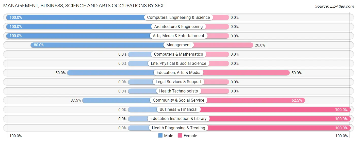 Management, Business, Science and Arts Occupations by Sex in Zip Code 58541