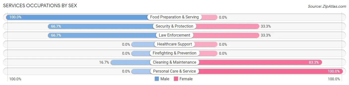 Services Occupations by Sex in Zip Code 58560