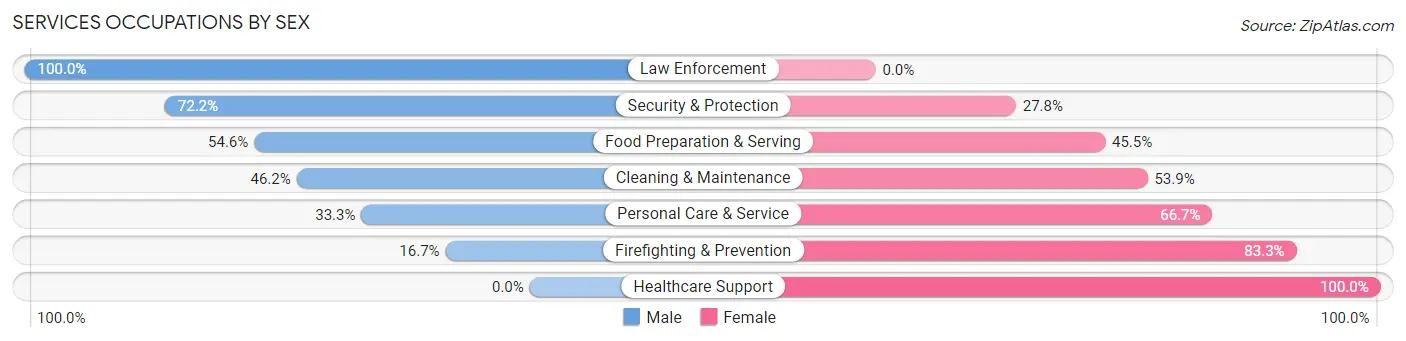 Services Occupations by Sex in Zip Code 58561