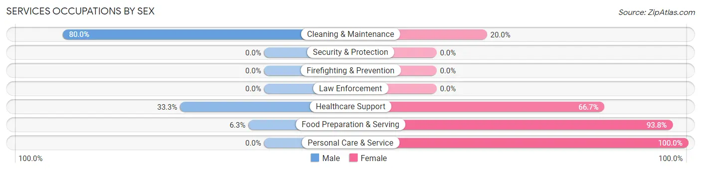Services Occupations by Sex in Zip Code 58571