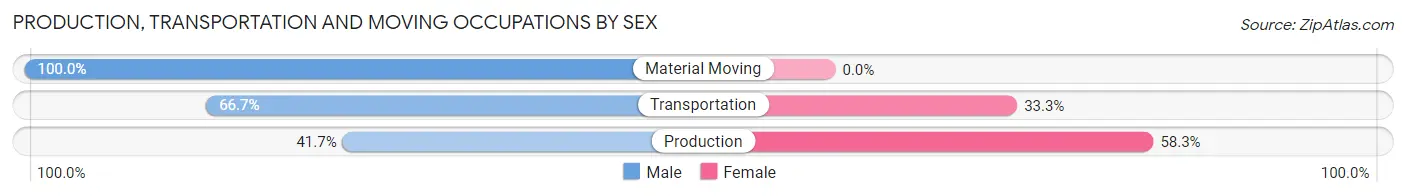 Production, Transportation and Moving Occupations by Sex in Zip Code 58573