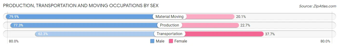 Production, Transportation and Moving Occupations by Sex in Zip Code 58601