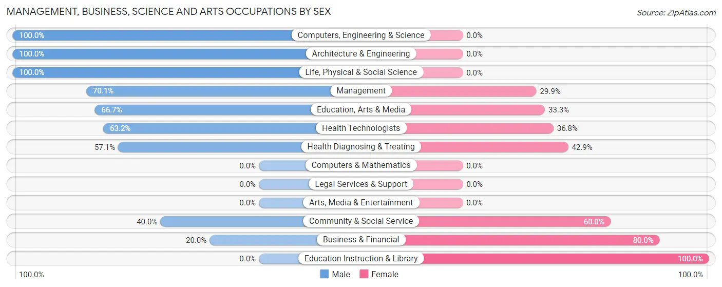 Management, Business, Science and Arts Occupations by Sex in Zip Code 58640