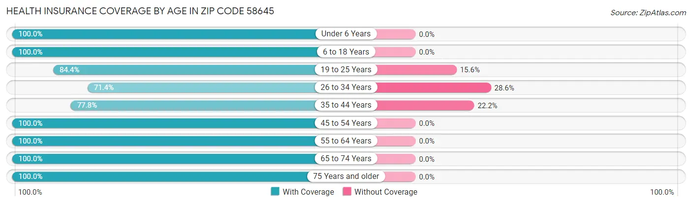 Health Insurance Coverage by Age in Zip Code 58645