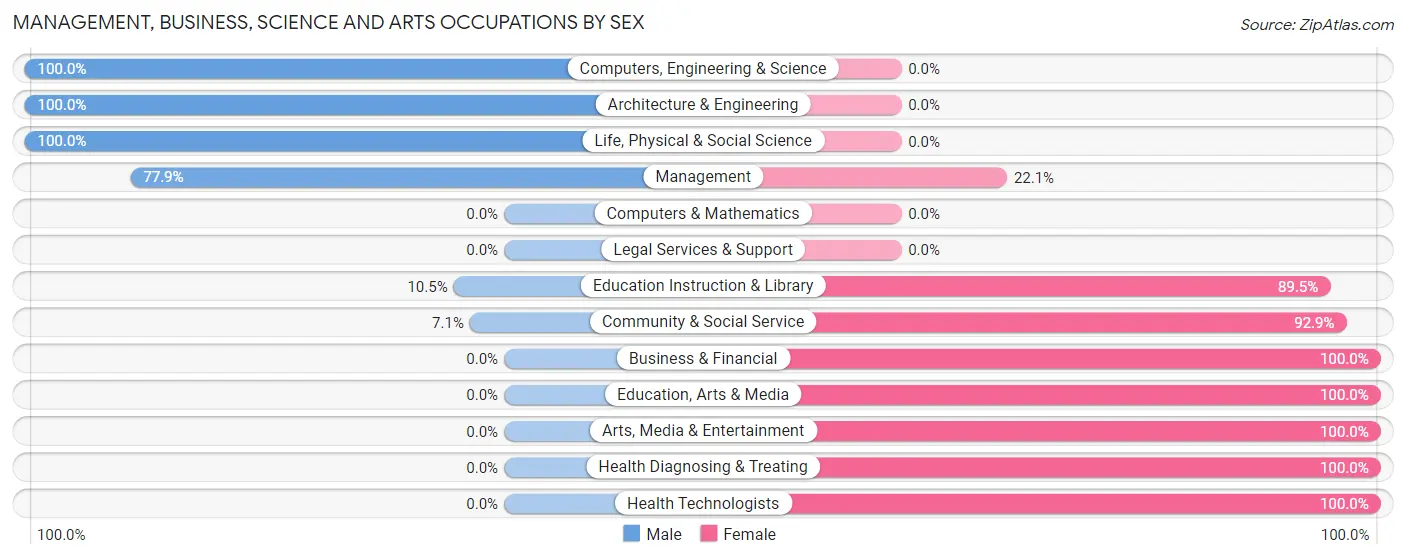 Management, Business, Science and Arts Occupations by Sex in Zip Code 58647
