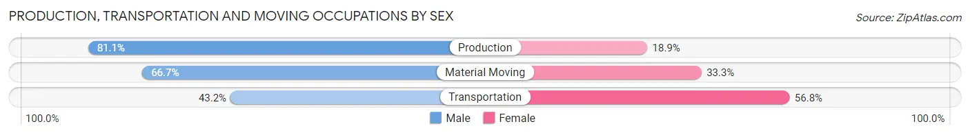 Production, Transportation and Moving Occupations by Sex in Zip Code 58652