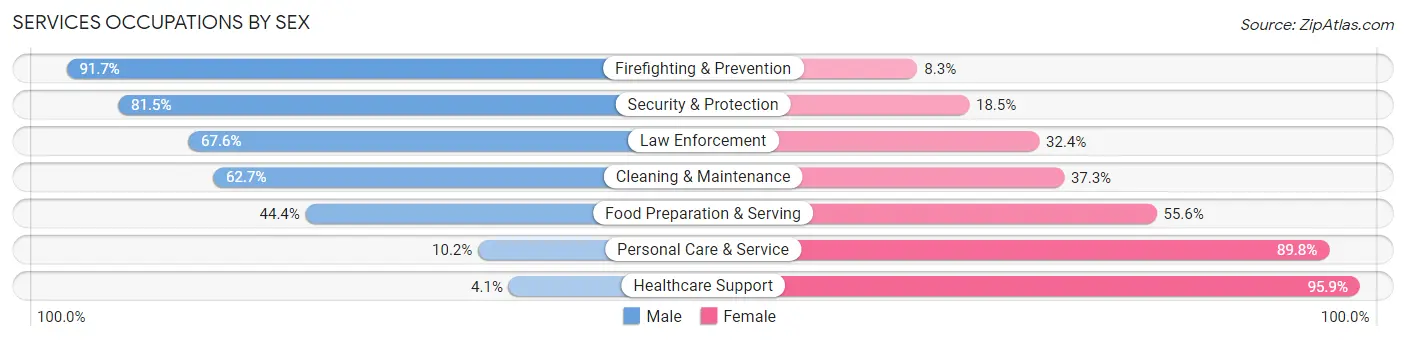 Services Occupations by Sex in Zip Code 58701
