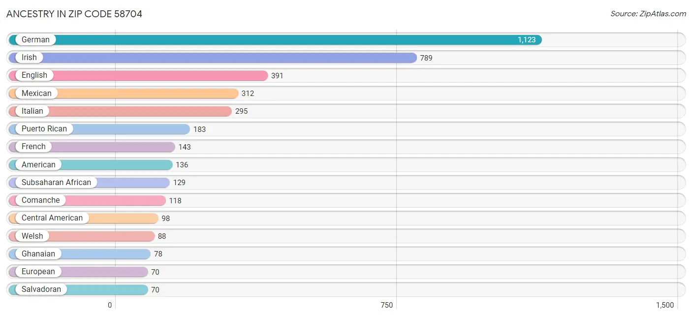 Ancestry in Zip Code 58704