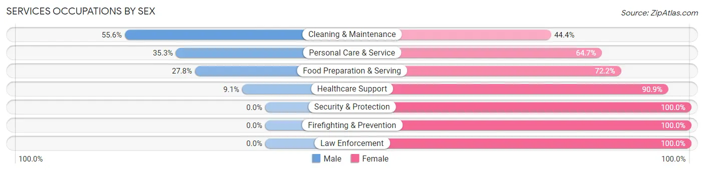 Services Occupations by Sex in Zip Code 58722