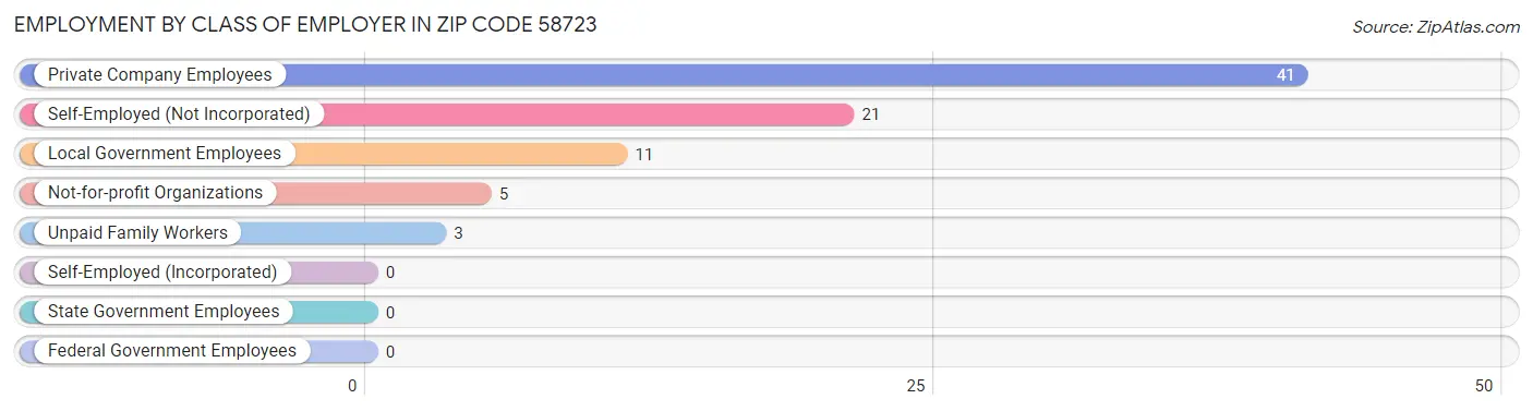 Employment by Class of Employer in Zip Code 58723