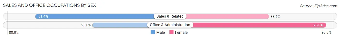 Sales and Office Occupations by Sex in Zip Code 58740