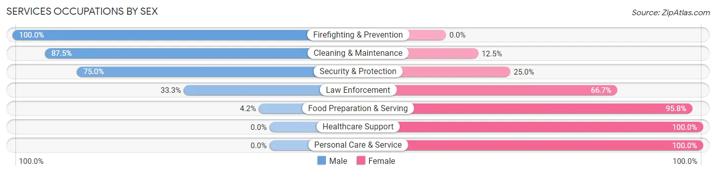 Services Occupations by Sex in Zip Code 58740
