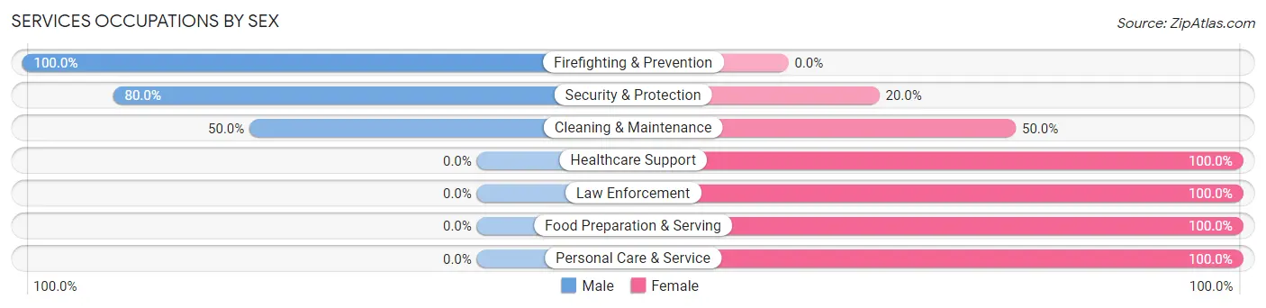 Services Occupations by Sex in Zip Code 58741