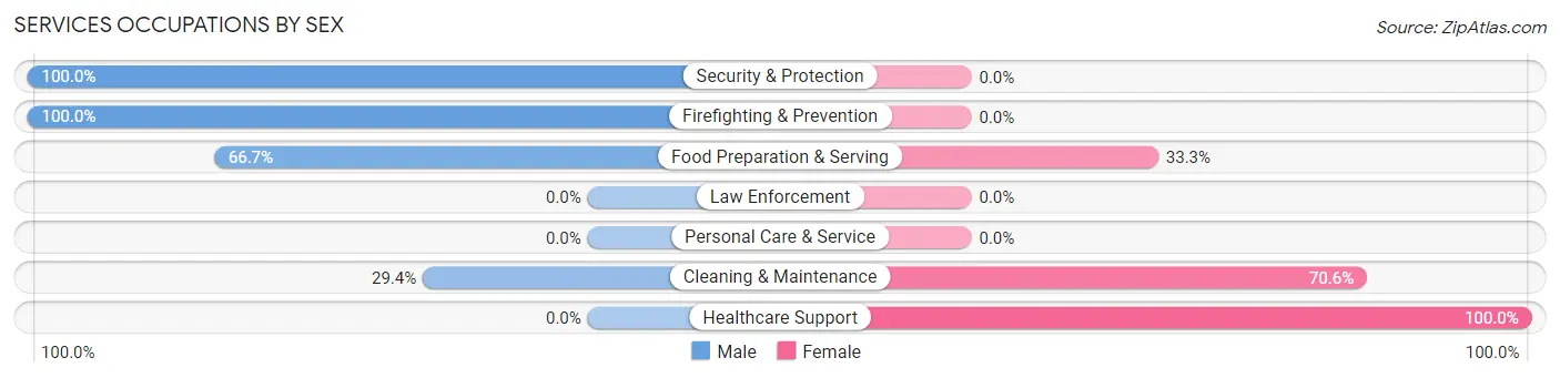 Services Occupations by Sex in Zip Code 58750