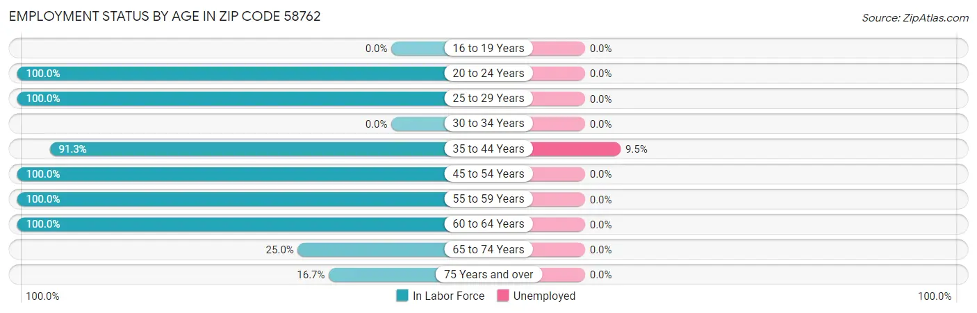 Employment Status by Age in Zip Code 58762
