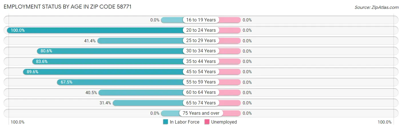 Employment Status by Age in Zip Code 58771