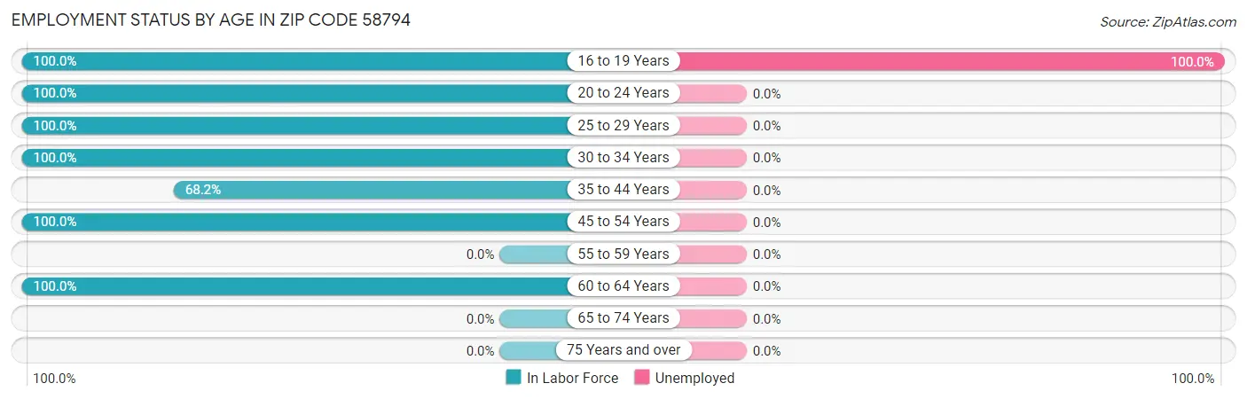 Employment Status by Age in Zip Code 58794