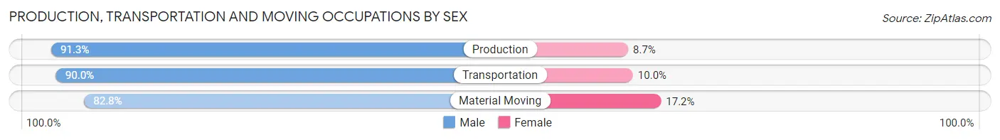 Production, Transportation and Moving Occupations by Sex in Zip Code 58801