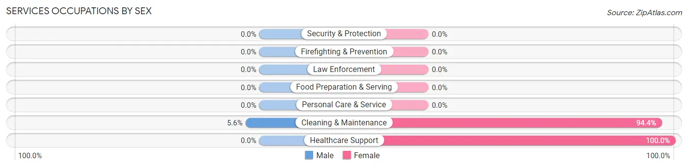 Services Occupations by Sex in Zip Code 58835