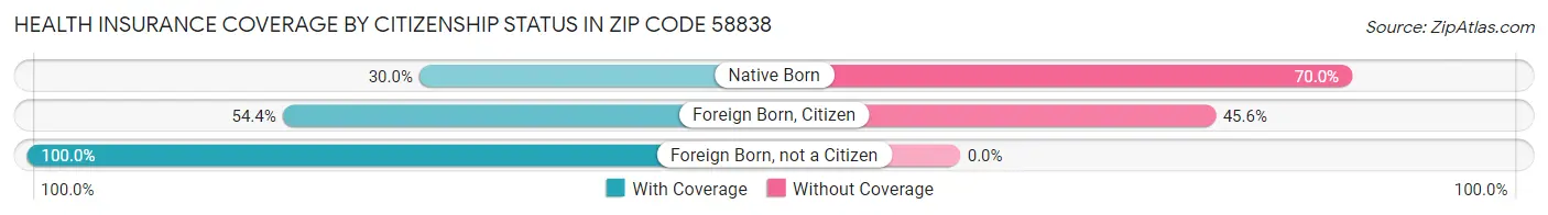 Health Insurance Coverage by Citizenship Status in Zip Code 58838