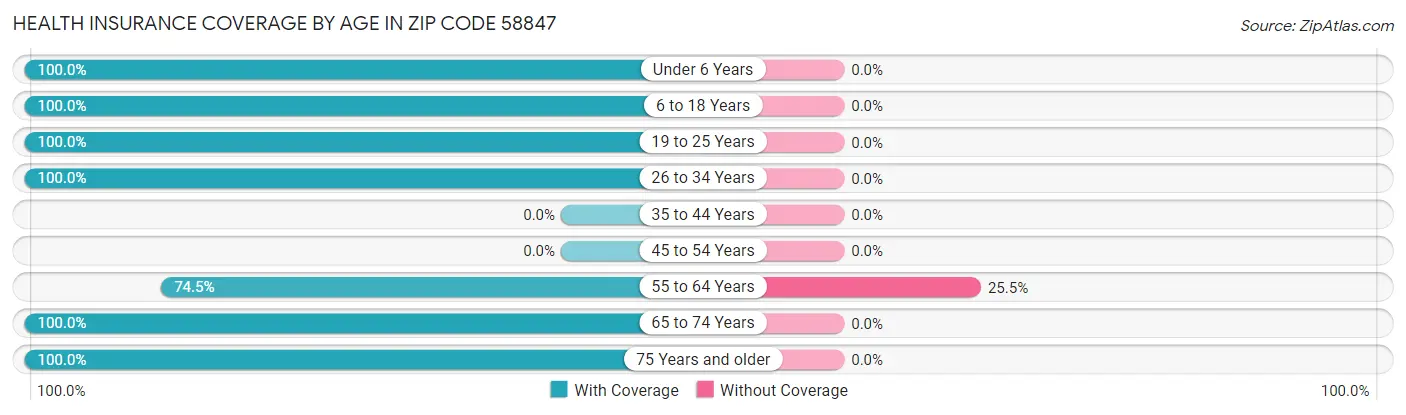 Health Insurance Coverage by Age in Zip Code 58847