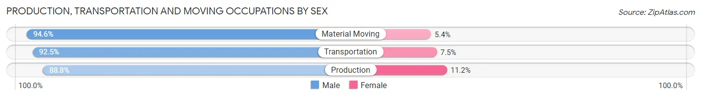 Production, Transportation and Moving Occupations by Sex in Zip Code 58854