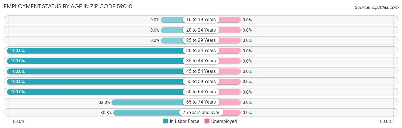 Employment Status by Age in Zip Code 59010