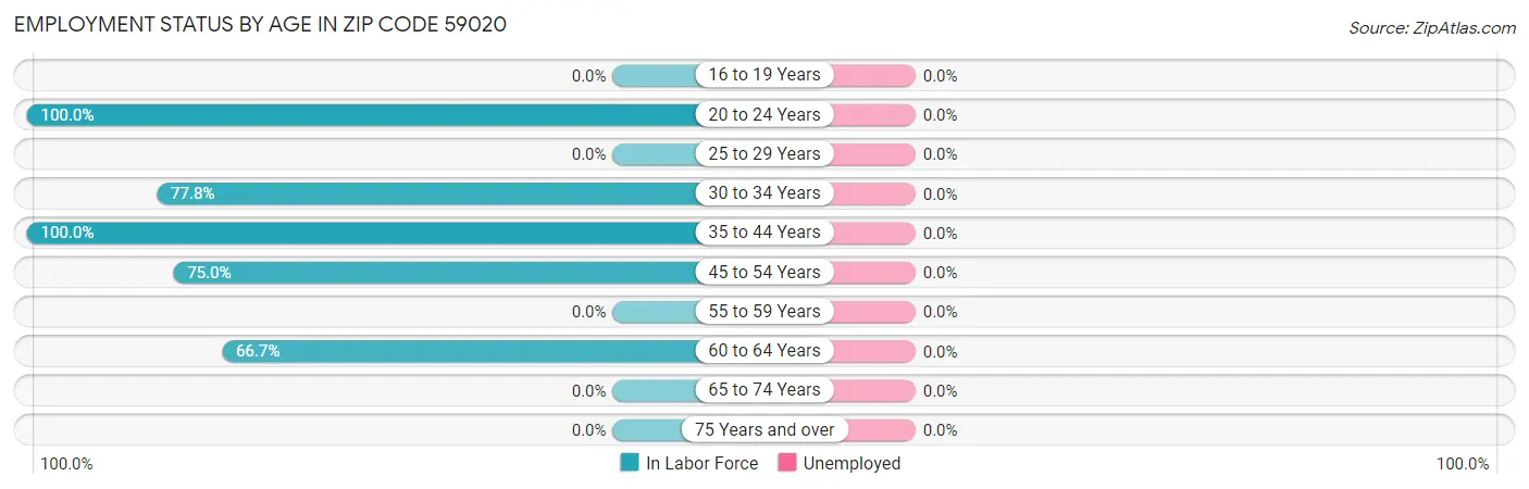 Employment Status by Age in Zip Code 59020