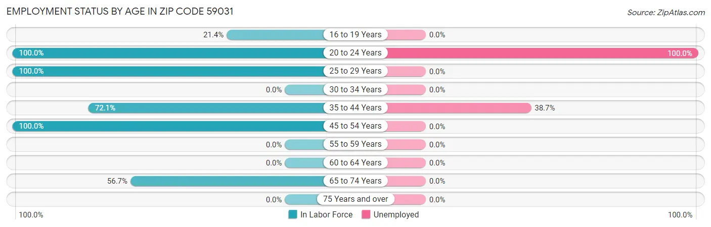 Employment Status by Age in Zip Code 59031