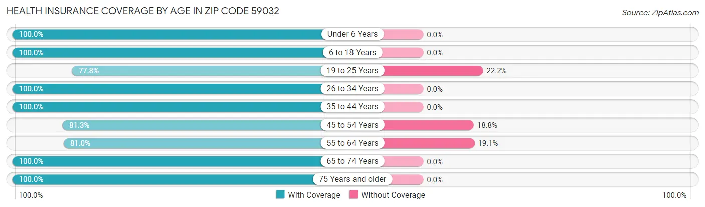 Health Insurance Coverage by Age in Zip Code 59032
