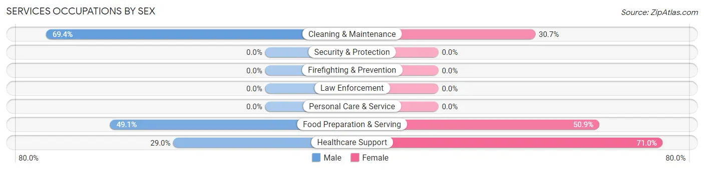 Services Occupations by Sex in Zip Code 59034