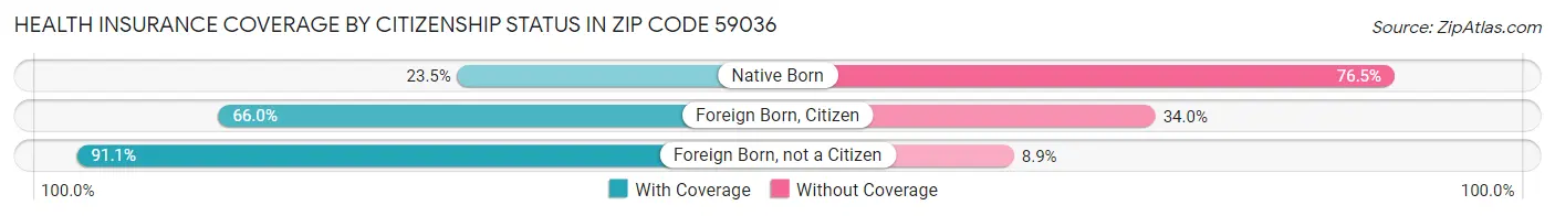Health Insurance Coverage by Citizenship Status in Zip Code 59036
